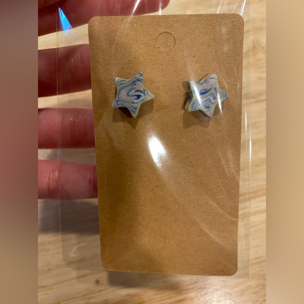 Swirly Grey Polymer Clay Studs